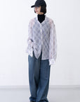 Lattice Sheer Shirt / white