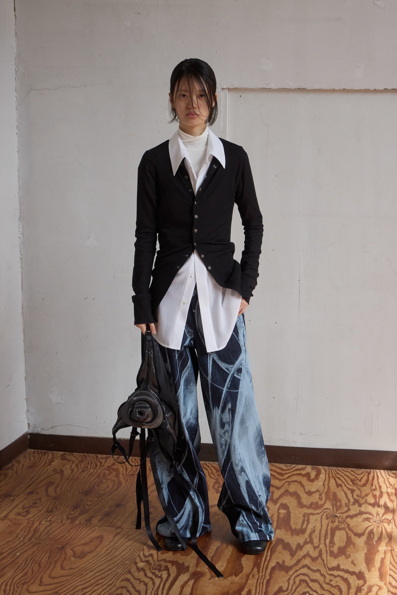 Pearl Dot Cardigan / black