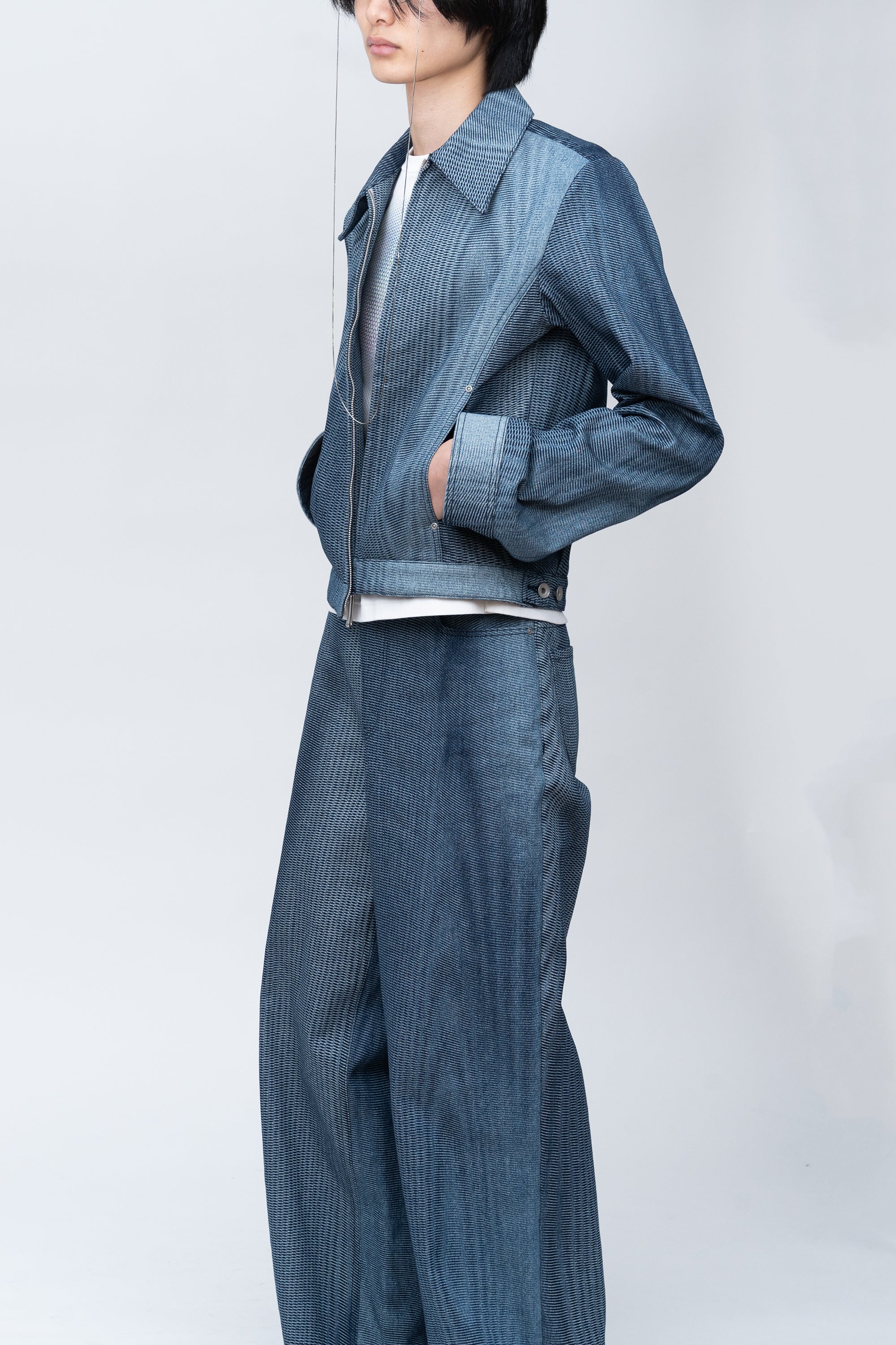 Mirage Bleach Denim Jacket / navy