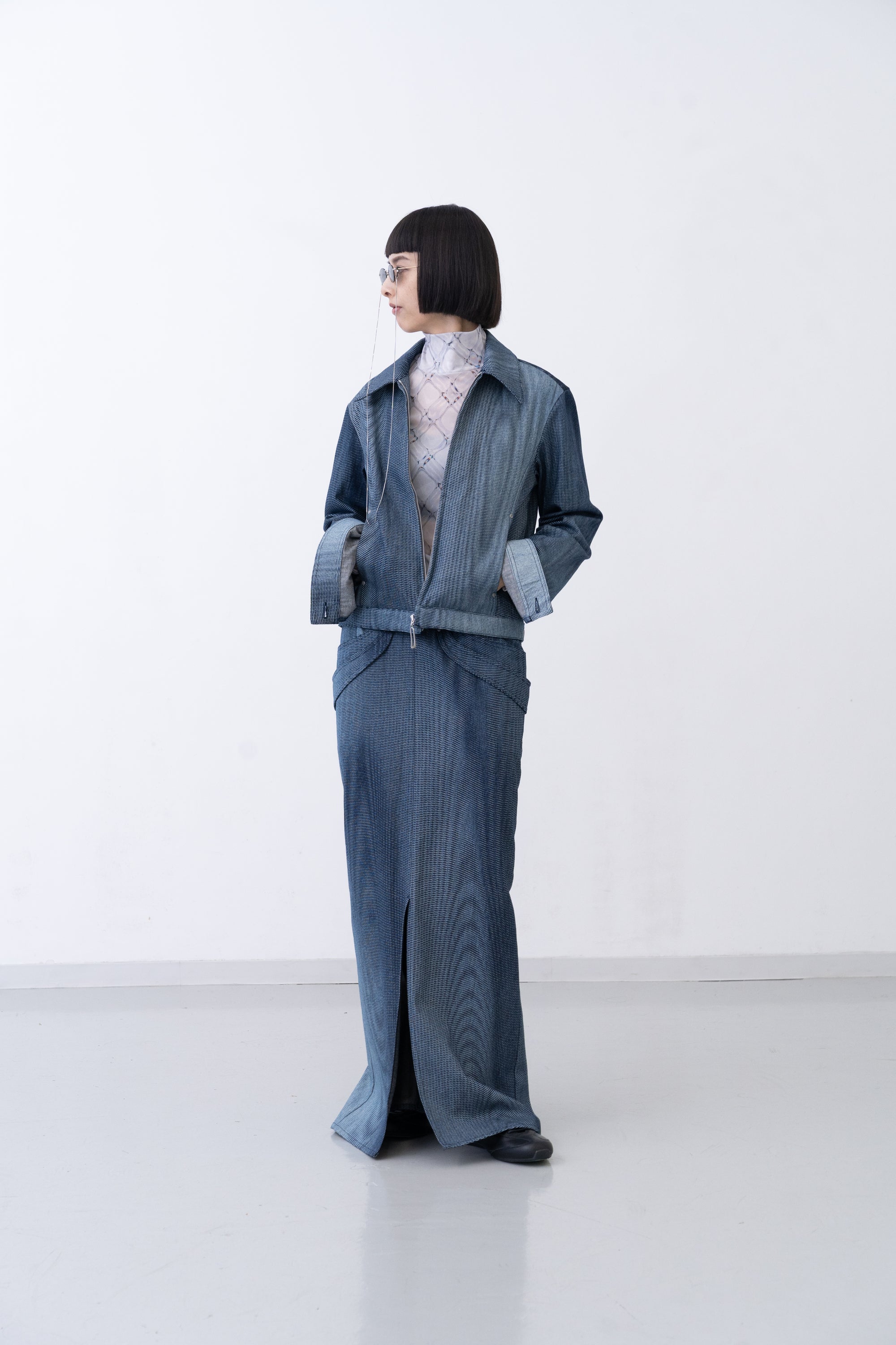 [PRE] Mirage Bleach Denim Jacket / navy