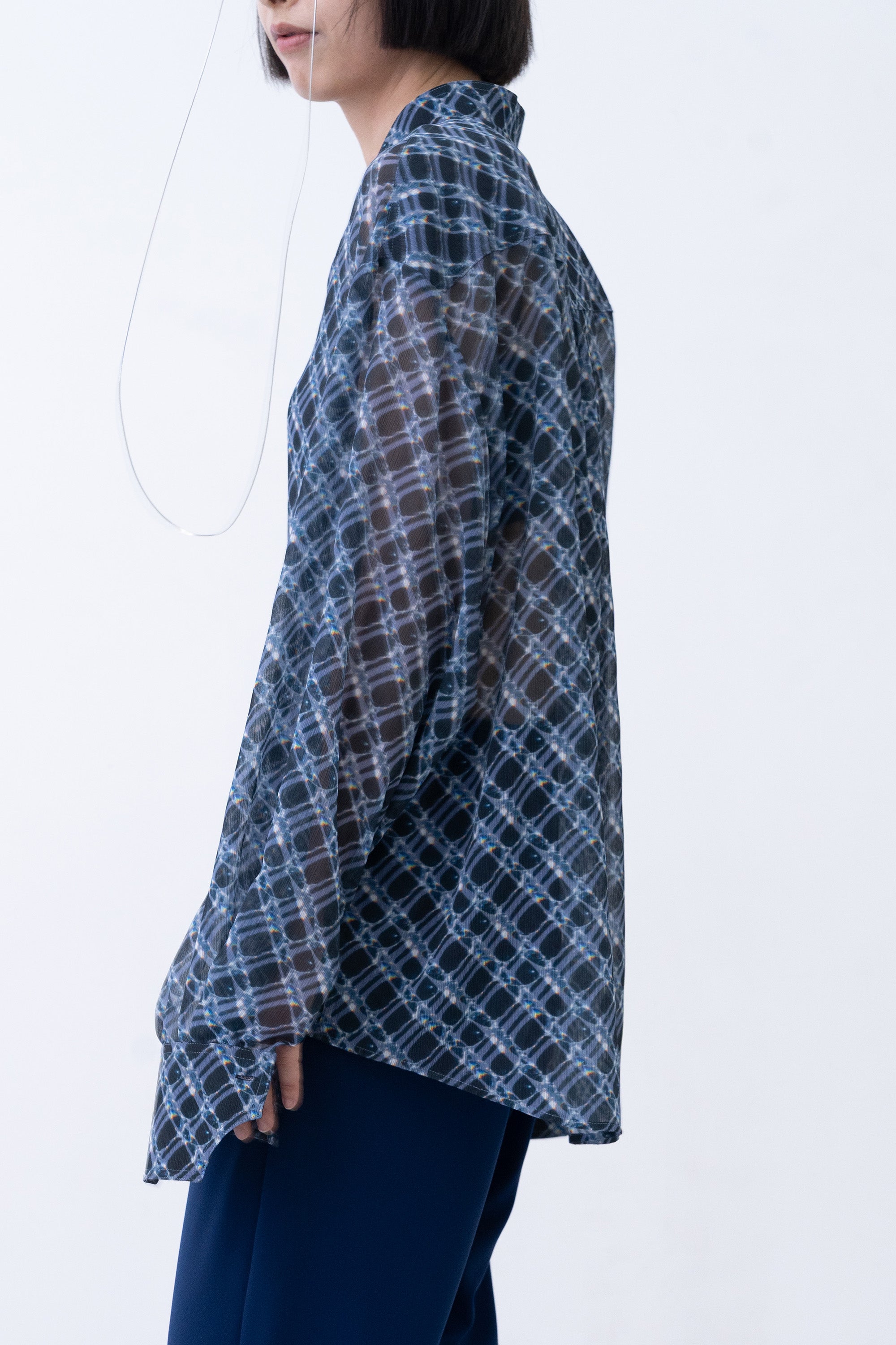 [PRE] Lattice Sheer Shirt / charcoal
