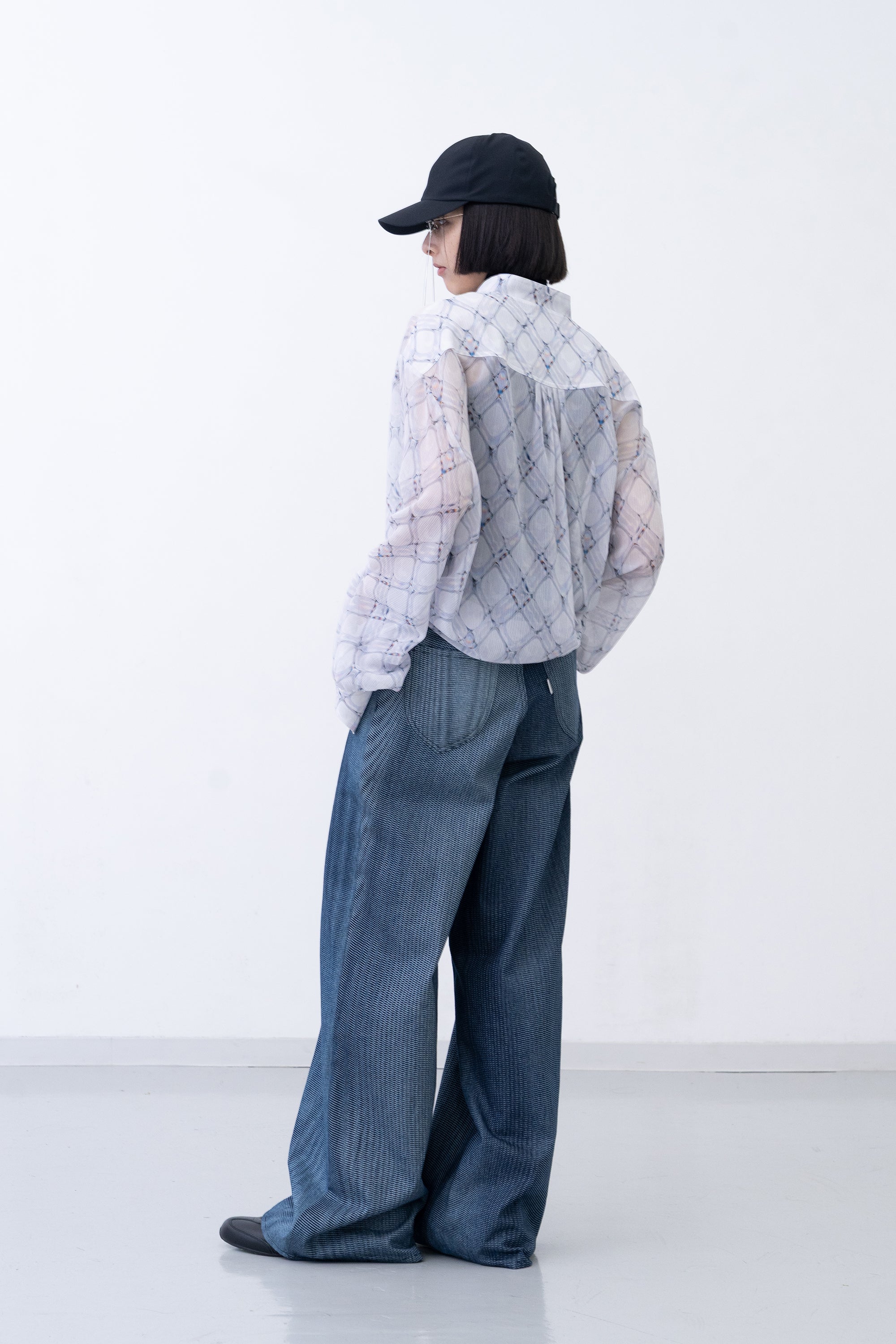[PRE] Lattice Sheer Shirt / white