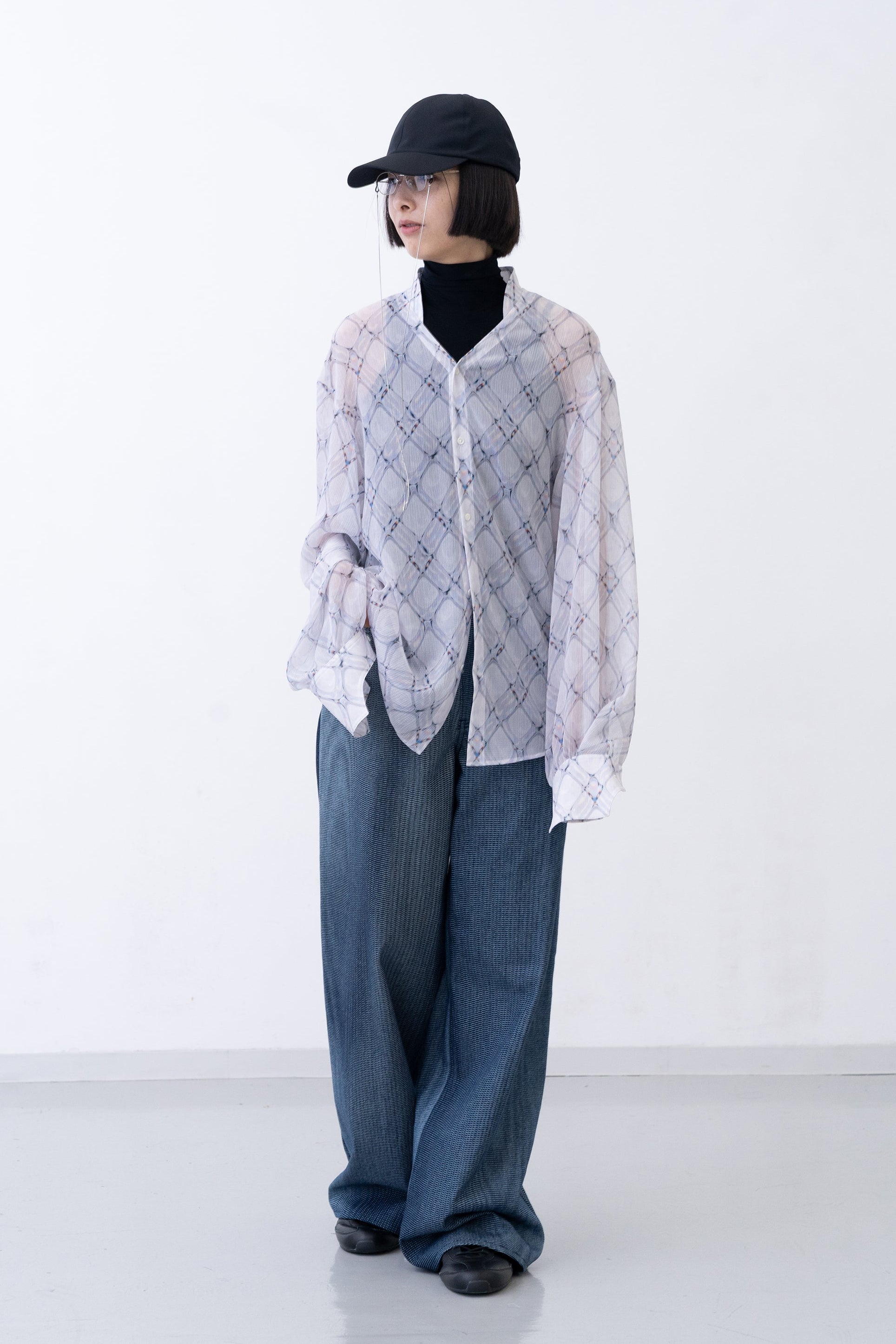 Lattice Sheer Shirt / white