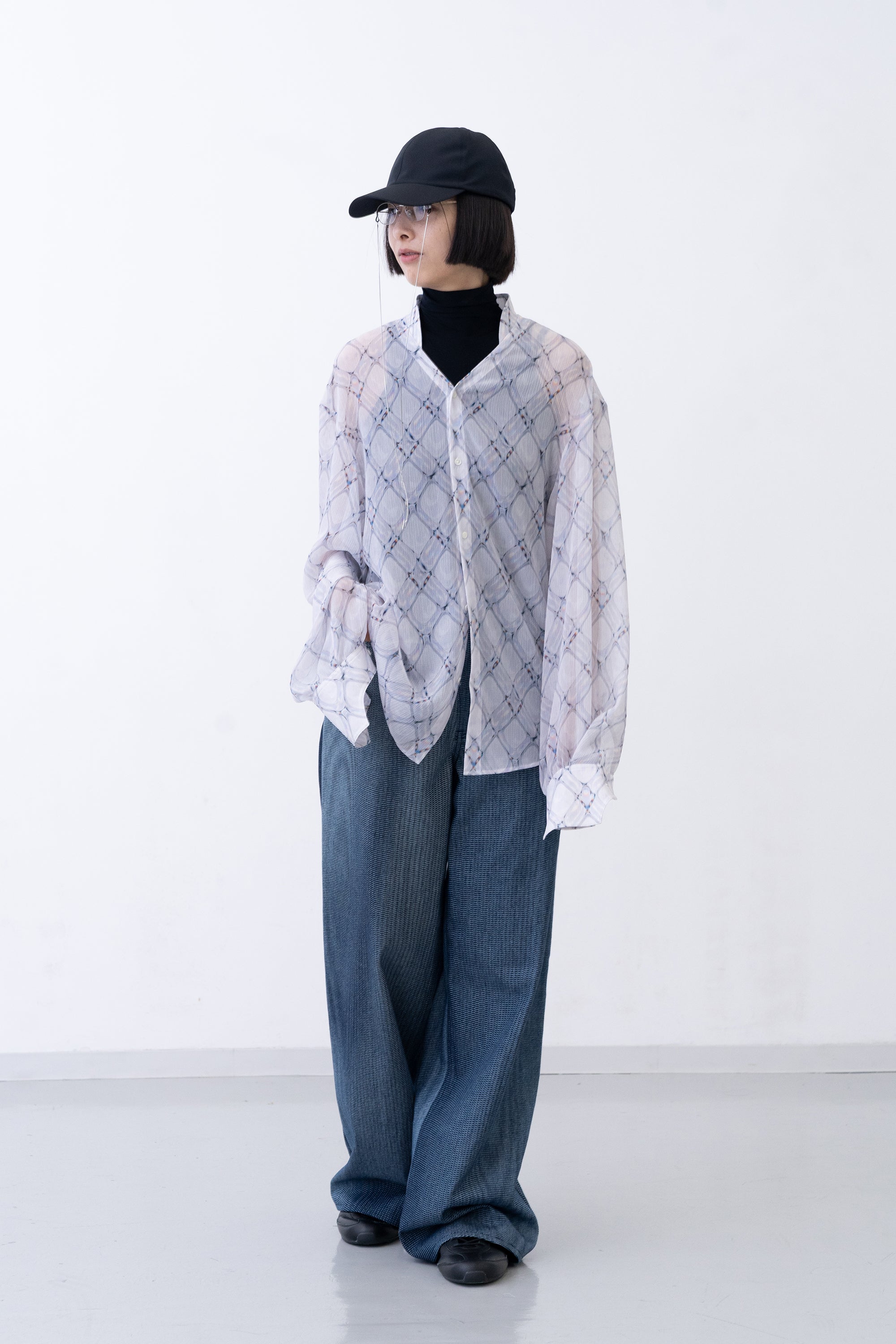 [PRE] Lattice Sheer Shirt / white