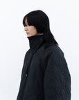 Cell Quilt Over Coat / black