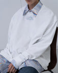 [PRE] Winker Embroidery Sweat Shirt / white