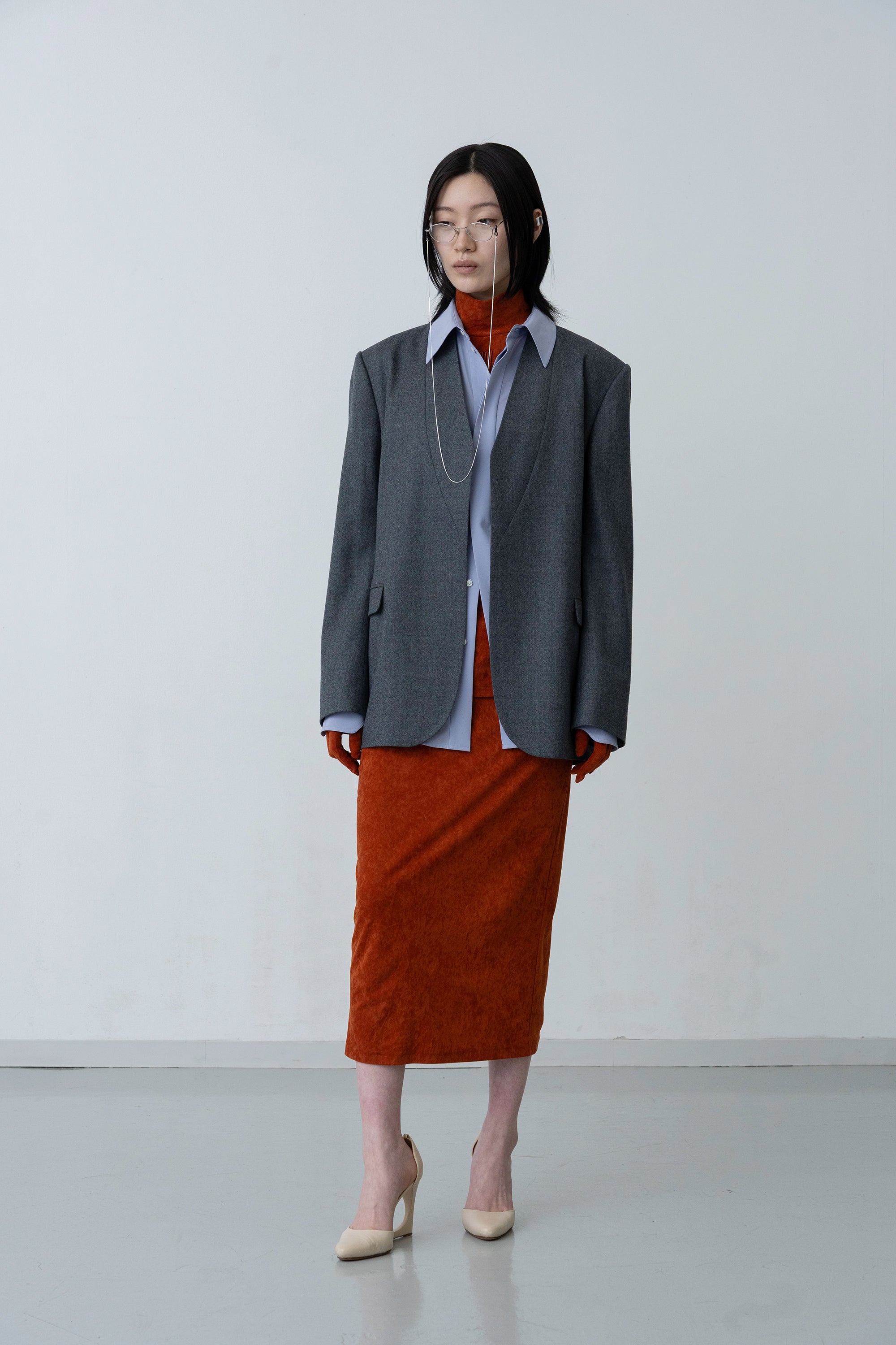 Lunar Velour Skirt / ecru