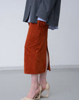 Lunar Velour Skirt / ecru