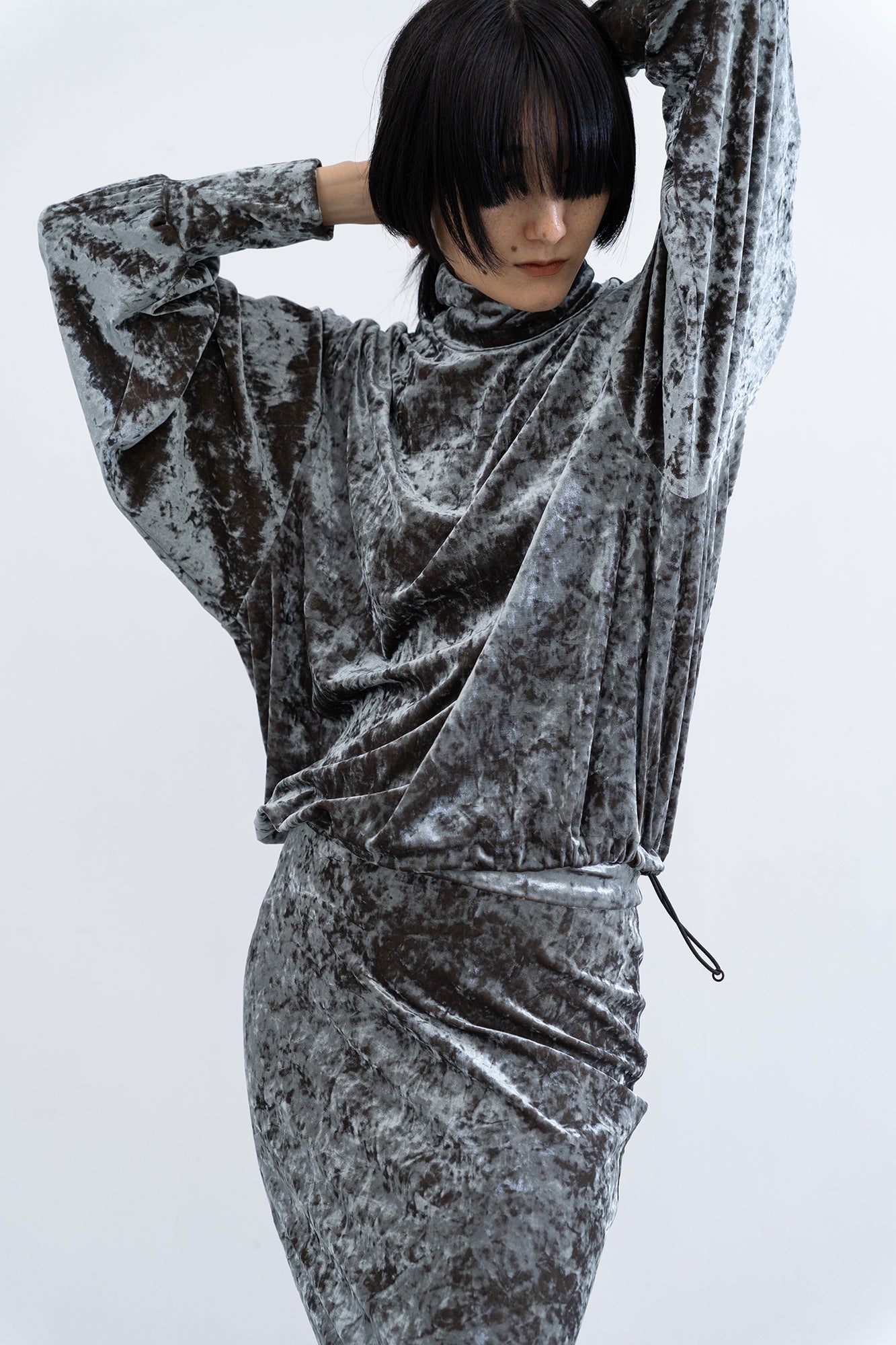 Lunar Velour Skirt / grey
