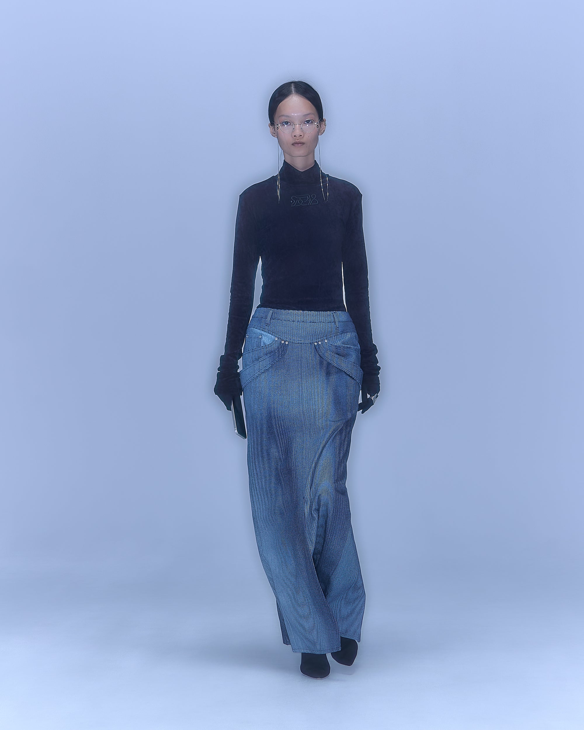 [PRE] Mirage Bleach Skirt / navy