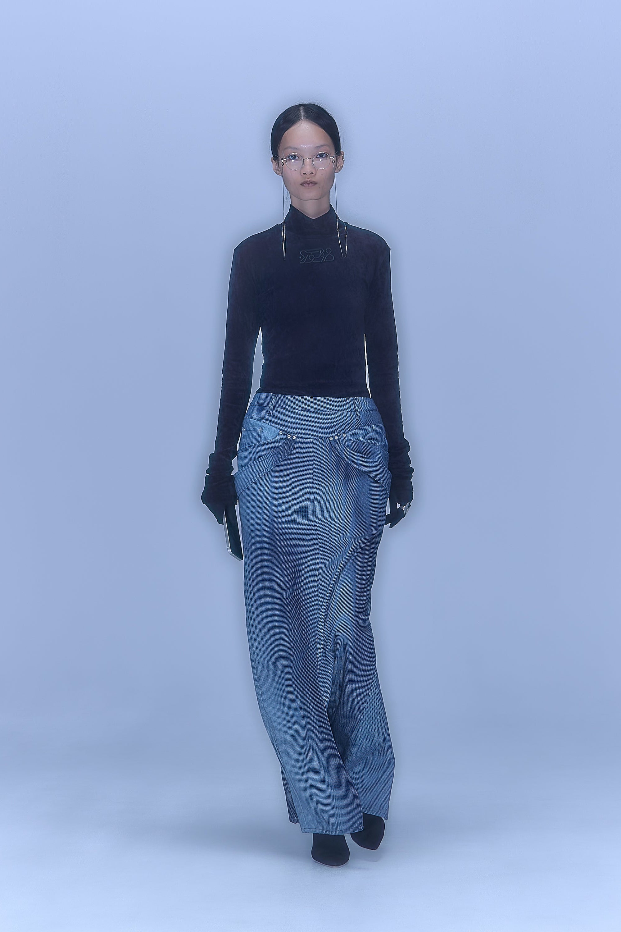 Mirage Bleach Skirt / navy