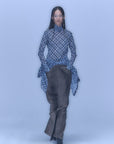 Lattice Sheer Shirt / charcoal