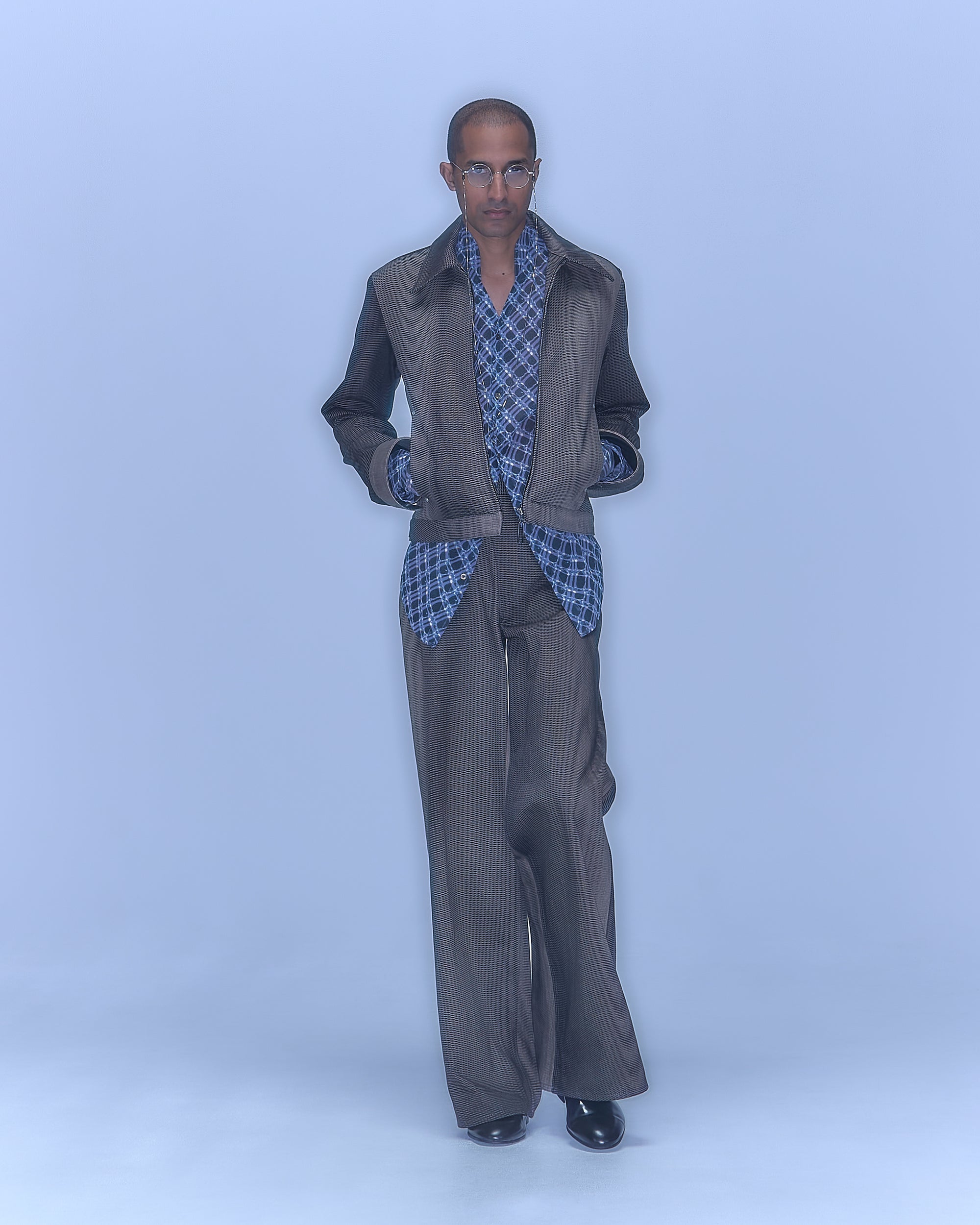 [PRE] Lattice Sheer Shirt / charcoal