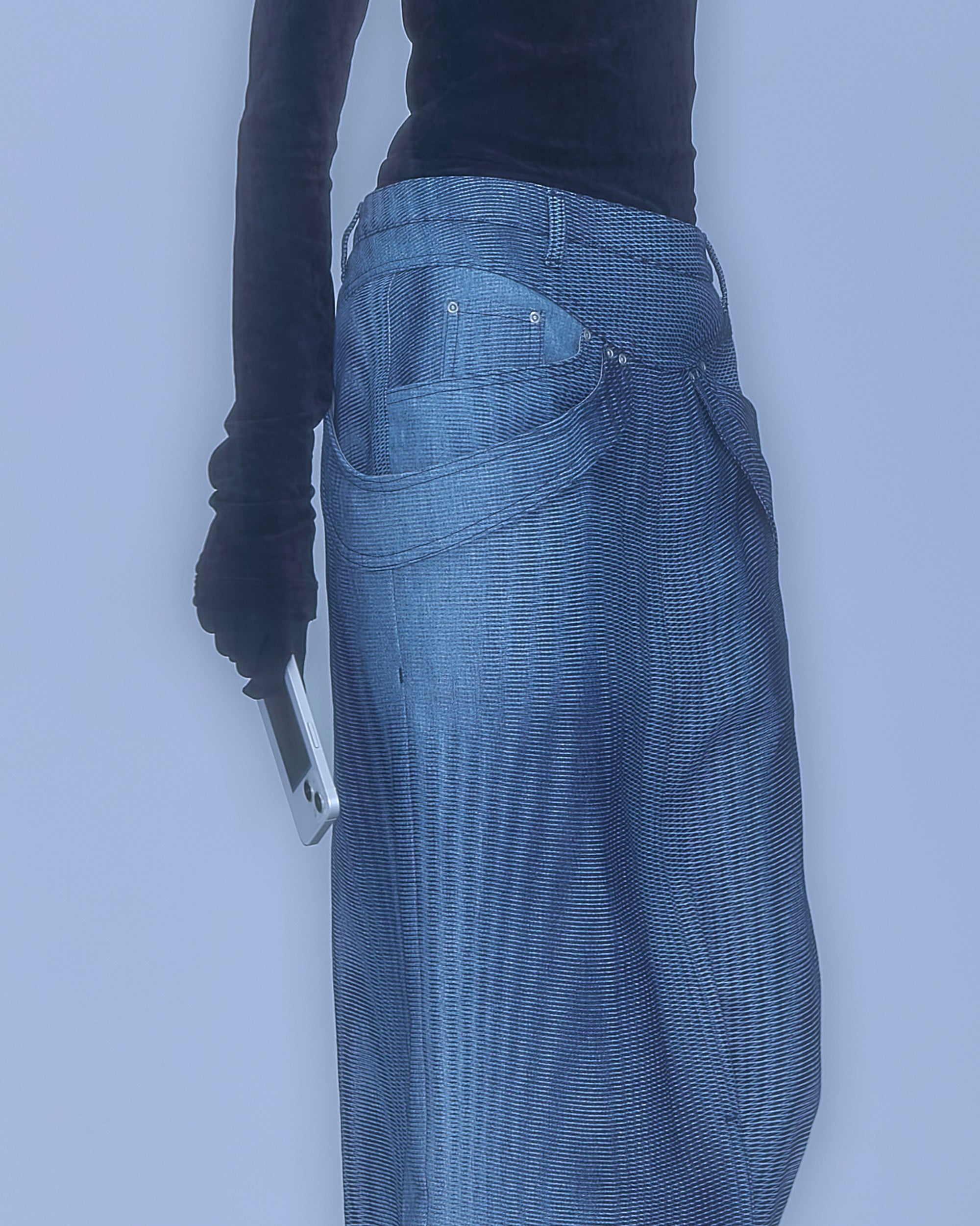 [PRE] Mirage Bleach Skirt / navy
