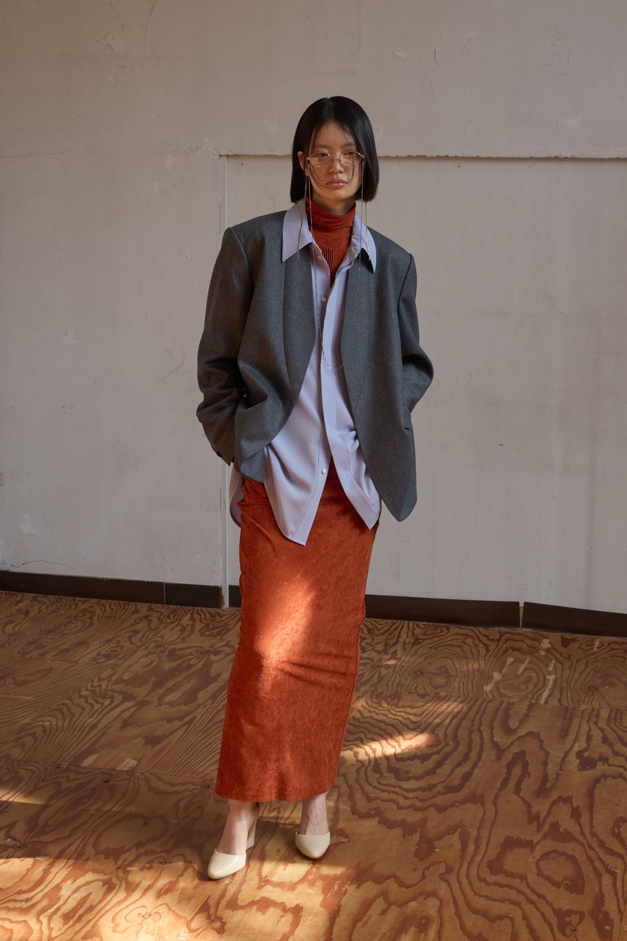 Lunar Velour Skirt / charcoal