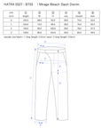 Mirage Bleach Slash Denim / navy - Size chart