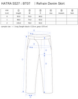 Refrain Denim Skirt / grey - Size chart
