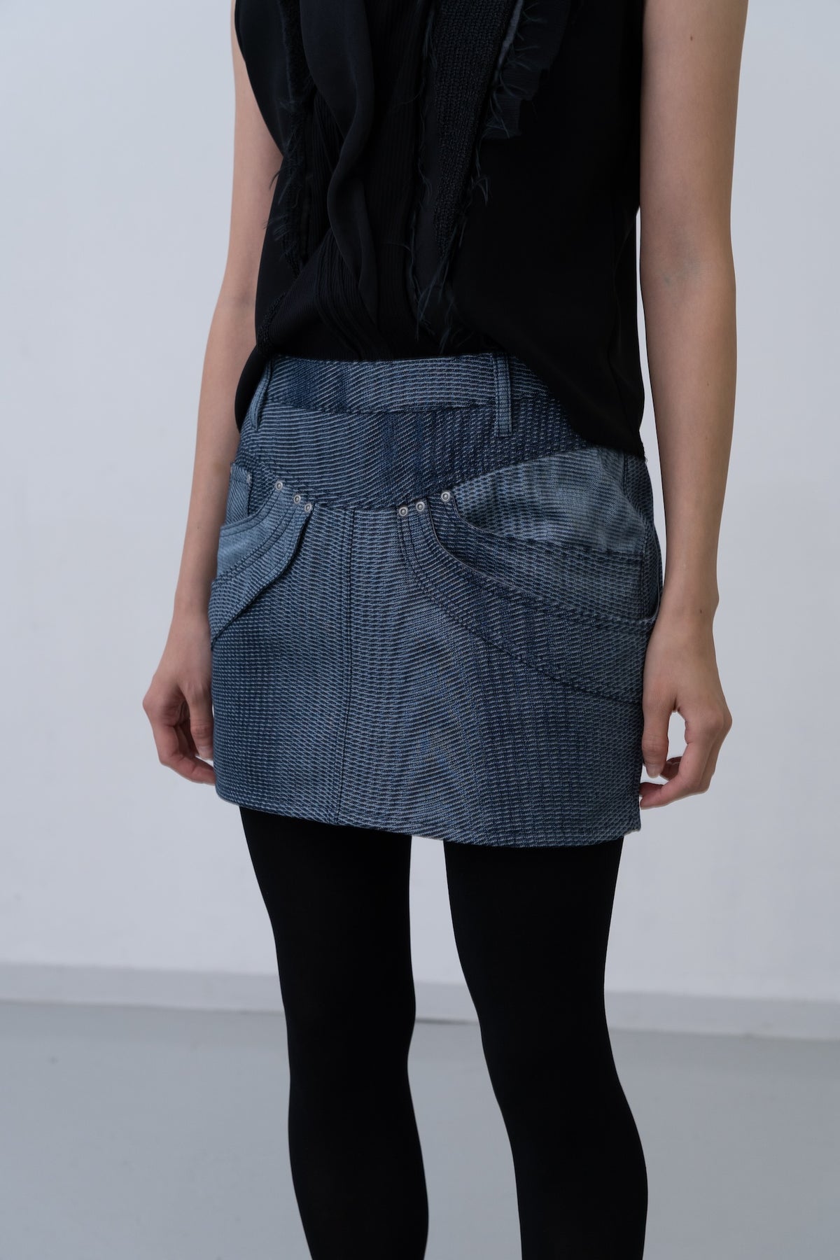 Mirage Bleach Mini Skirt / navy - Image 7