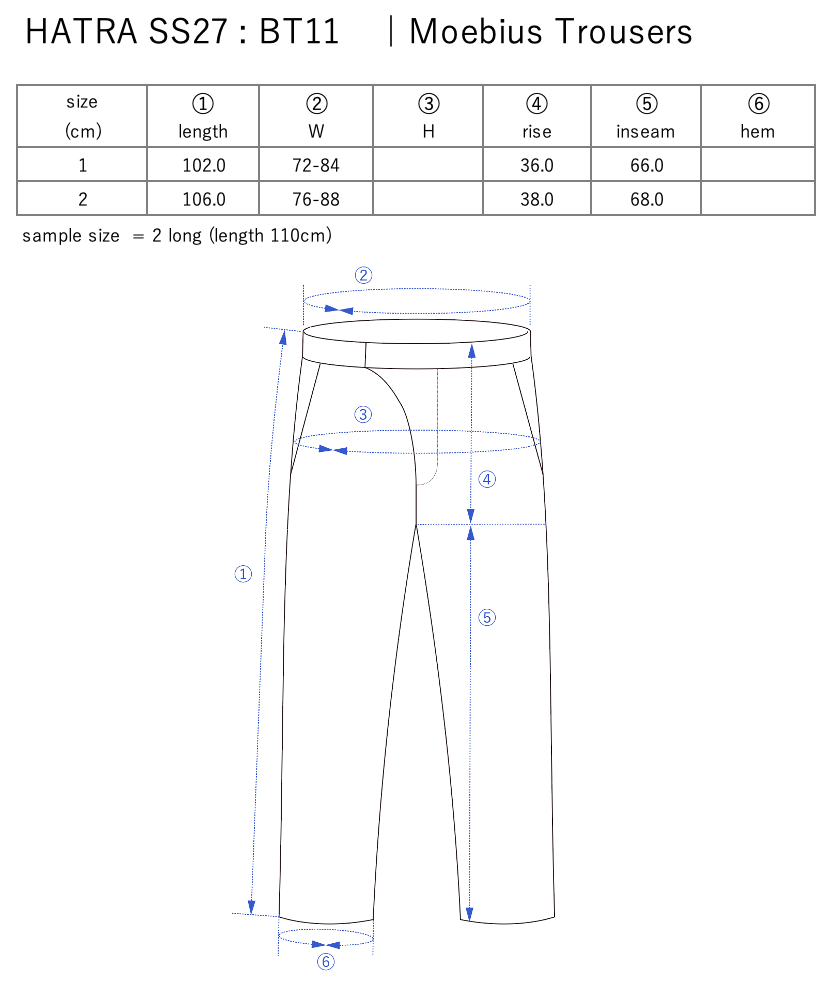 Moebius Trousers / black - Size chart