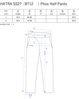 Phos Half Pants / oil - Size chart