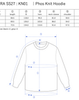 Phos Knit Hoodie / grey - Size chart
