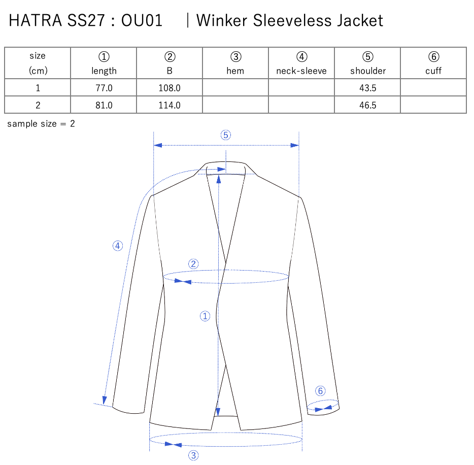 Winker Sleeveless Jacket / black-m - Size chart