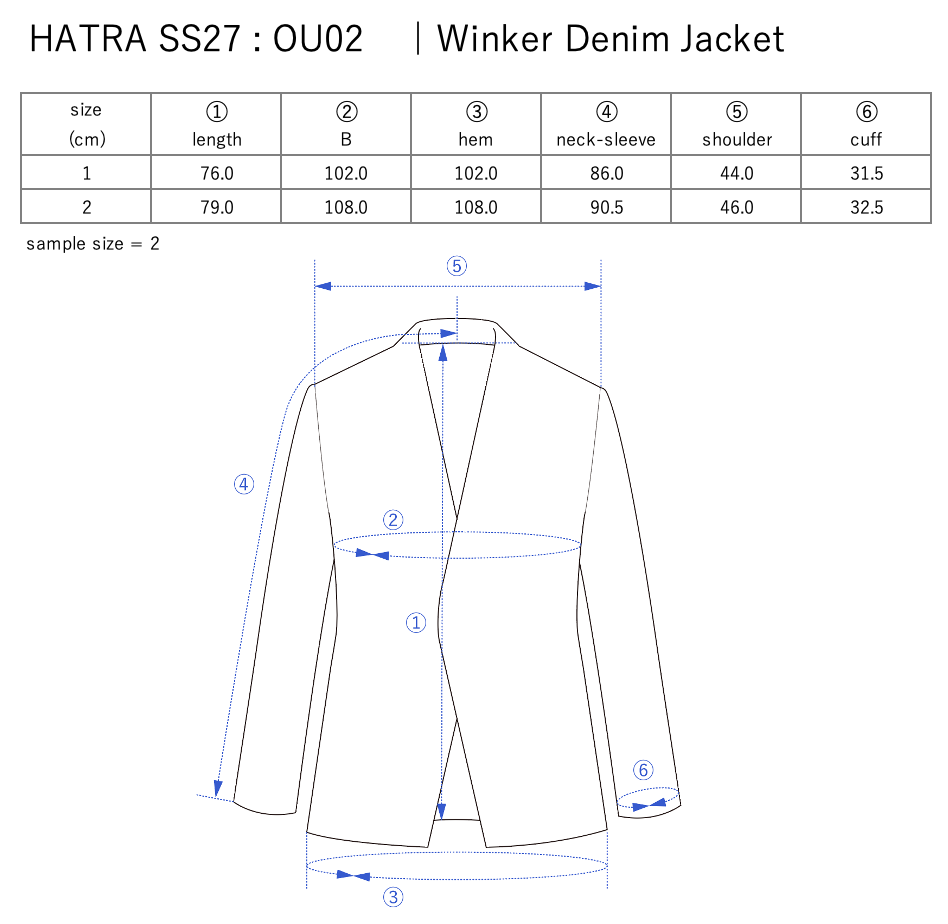 Winker Denim Jacket / black - Size chart
