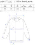 Spacer Bolero Jacket / grey - Size chart