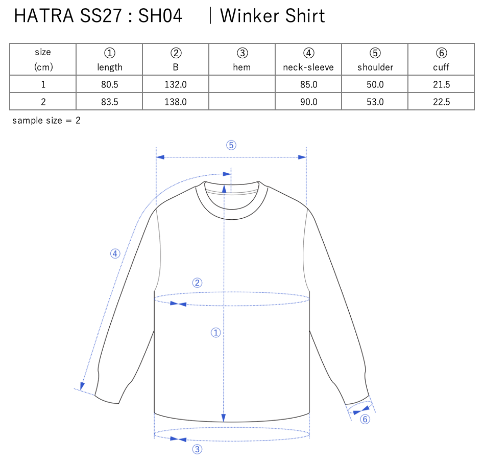 Winker Shirt / grey-m - Size chart