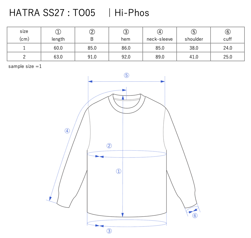 Hi-Phos / clear - Size chart