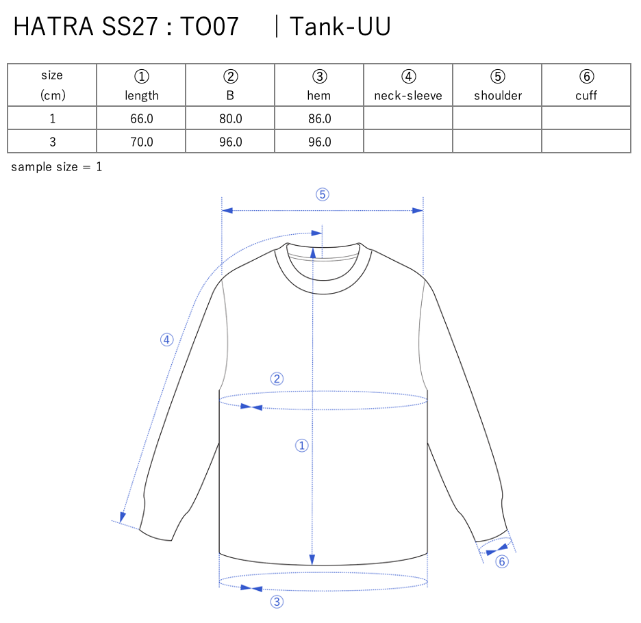 Tank-UU / white - Size chart