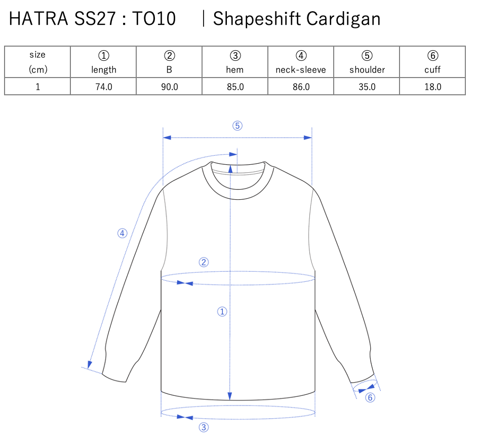 Shapeshift Cardigan / grey-m - Size chart