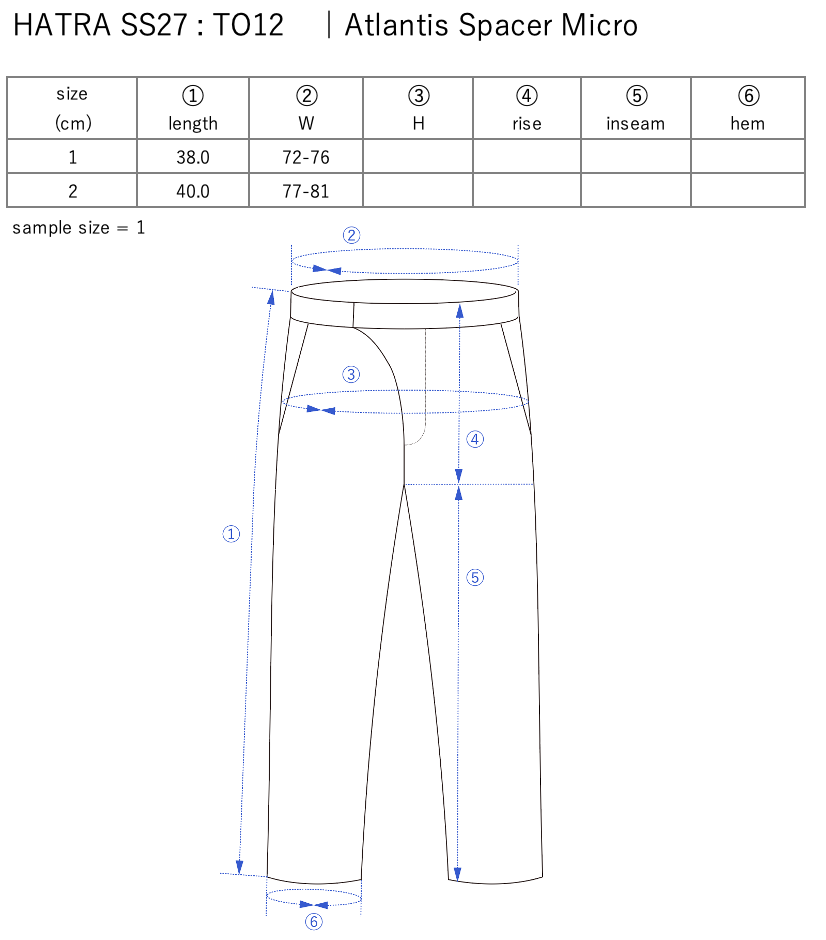 Atlantis Spacer Micro / black - Size chart