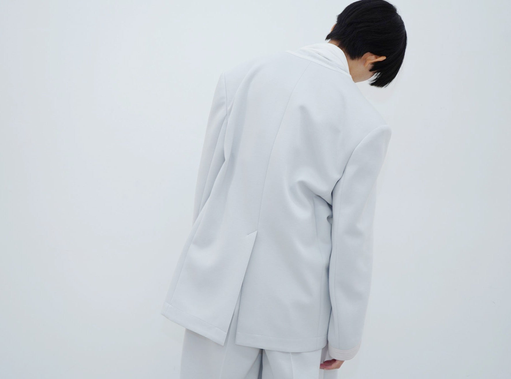 Feather Collar Jacket / cloudy