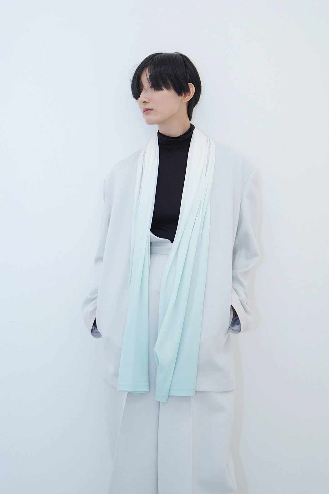 Feather Collar Jacket / cloudy